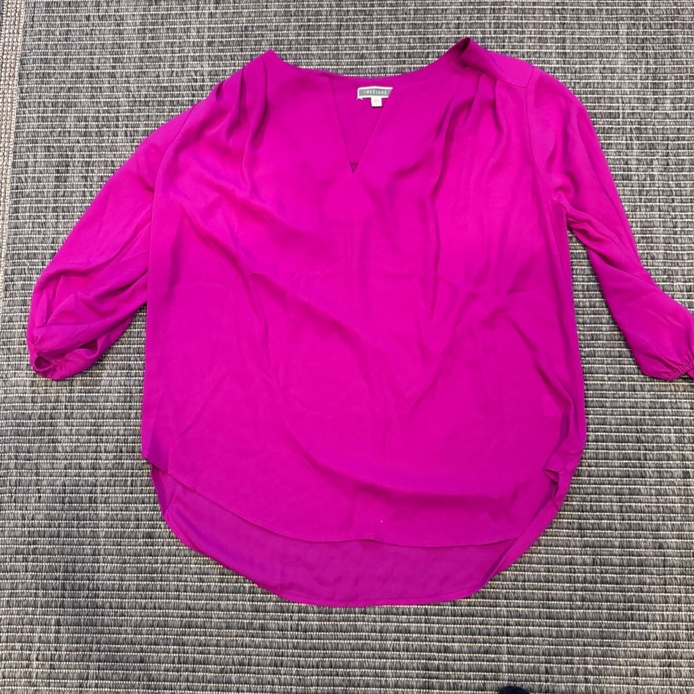 Pleione Magenta V-Neck Blouse